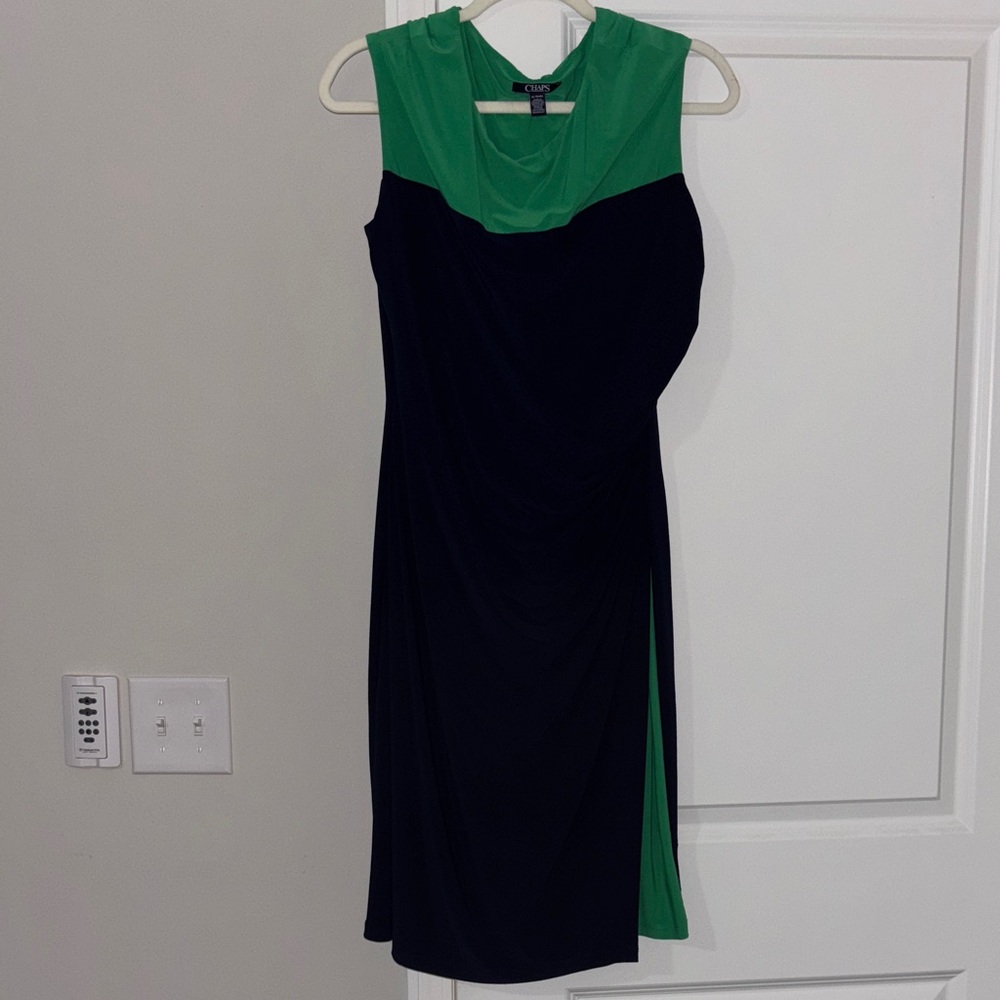 Chaps Asymmetrical Green and Blue Dress